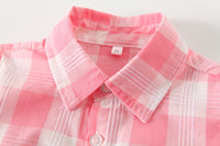Load image into Gallery viewer, 2 Pieces Set Baby Kid Boys Dressy Checked Shirts And Solid Color Rompers Wholesale 220425222

