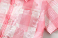 Load image into Gallery viewer, 2 Pieces Set Baby Kid Boys Dressy Checked Shirts And Solid Color Rompers Wholesale 220425222
