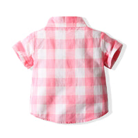 Load image into Gallery viewer, 2 Pieces Set Baby Kid Boys Dressy Checked Shirts And Solid Color Rompers Wholesale 220425222

