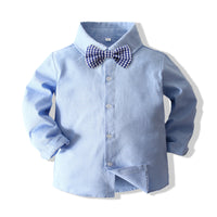 Load image into Gallery viewer, 2 Pieces Set Baby Kid Boys Dressy Solid Color Shirts And Jumpsuits Wholesale 220425226
