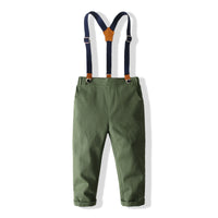 Load image into Gallery viewer, 2 Pieces Set Baby Kid Boys Dressy Striped Bow Shirts And Solid Color Jumpsuits Wholesale 220425227
