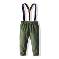 Load image into Gallery viewer, 2 Pieces Set Baby Kid Boys Dressy Striped Bow Shirts And Solid Color Jumpsuits Wholesale 220425227
