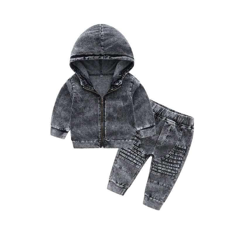 2 Pieces Set Baby Kid Boys Solid Color Jackets Outwears And Pants Wholesale 22042523