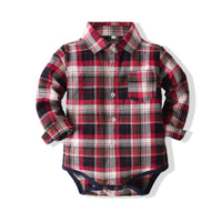 Load image into Gallery viewer, 2 Pieces Set Baby Boys Checked Rompers And Solid Color Jumpsuits Wholesale 220425244
