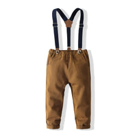 Load image into Gallery viewer, 2 Pieces Set Baby Kid Boys Birthday Party Striped Bow Shirts And Solid Color Jumpsuits Wholesale 220425250
