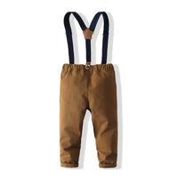 Load image into Gallery viewer, 2 Pieces Set Baby Kid Boys Birthday Party Striped Bow Shirts And Solid Color Jumpsuits Wholesale 220425250
