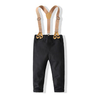 Load image into Gallery viewer, 2 Pieces Set Baby Kid Boys Dressy Solid Color Bow Shirts And Striped Jumpsuits Wholesale 220425252
