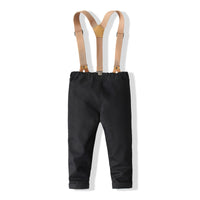 Load image into Gallery viewer, 2 Pieces Set Baby Kid Boys Dressy Solid Color Bow Shirts And Striped Jumpsuits Wholesale 220425252
