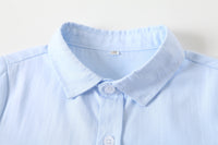 Load image into Gallery viewer, 2 Pieces Set Baby Kid Boys Solid Color Bow Shirts And Checked Jumpsuits Wholesale 220425259
