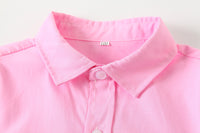 Load image into Gallery viewer, 2 Pieces Set Baby Kid Boys Solid Color Bow Shirts And Checked Jumpsuits Wholesale 220425259
