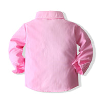 Load image into Gallery viewer, 2 Pieces Set Baby Kid Boys Solid Color Bow Shirts And Checked Jumpsuits Wholesale 220425259
