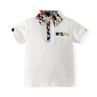 Load image into Gallery viewer, 2 Pieces Set Kid Boys Flower Print Polo Shirts And Shorts Wholesale 22042526
