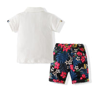 Load image into Gallery viewer, 2 Pieces Set Kid Boys Flower Print Polo Shirts And Shorts Wholesale 22042526
