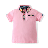 Load image into Gallery viewer, 2 Pieces Set Kid Boys Flower Print Polo Shirts And Shorts Wholesale 22042526
