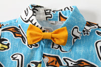 Load image into Gallery viewer, 2 Pieces Set Baby Kid Boys Dressy Dinosaur Cartoon Bow Print Shirts And Solid Color Rompers Wholesale 220425261
