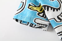 Load image into Gallery viewer, 2 Pieces Set Baby Kid Boys Dressy Dinosaur Cartoon Bow Print Shirts And Solid Color Rompers Wholesale 220425261
