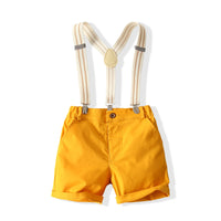 Load image into Gallery viewer, 2 Pieces Set Baby Kid Boys Dressy Dinosaur Cartoon Bow Print Shirts And Solid Color Rompers Wholesale 220425261
