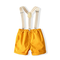 Load image into Gallery viewer, 2 Pieces Set Baby Kid Boys Dressy Dinosaur Cartoon Bow Print Shirts And Solid Color Rompers Wholesale 220425261
