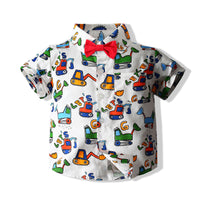 Load image into Gallery viewer, 2 Pieces Set Baby Kid Boys Letters Cartoon Bow Print Shirts And Shorts Wholesale 220425264
