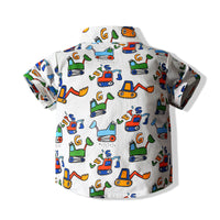 Load image into Gallery viewer, 2 Pieces Set Baby Kid Boys Letters Cartoon Bow Print Shirts And Shorts Wholesale 220425264
