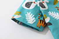 Load image into Gallery viewer, 2 Pieces Set Baby Kid Boys Animals Cartoon Bow Print Shirts And Shorts Wholesale 220425266
