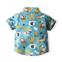 Load image into Gallery viewer, 2 Pieces Set Baby Kid Boys Animals Cartoon Bow Print Shirts And Shorts Wholesale 220425266
