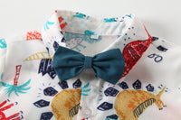 Load image into Gallery viewer, 2 Pieces Set Baby Kid Boys Dinosaur Cartoon Bow Print Shirts And Shorts Wholesale 220425267
