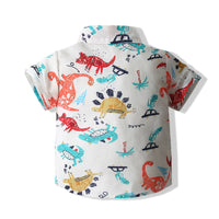 Load image into Gallery viewer, 2 Pieces Set Baby Kid Boys Dinosaur Cartoon Bow Print Shirts And Shorts Wholesale 220425267
