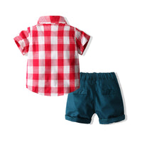 Load image into Gallery viewer, 2 Pieces Set Baby Kid Boys Checked Bow Shirts And Shorts Wholesale 220425268
