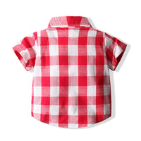 Load image into Gallery viewer, 2 Pieces Set Baby Kid Boys Checked Bow Shirts And Shorts Wholesale 220425268

