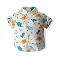 Load image into Gallery viewer, 2 Pieces Set Baby Kid Boys Dinosaur Cartoon Print Shirts And Shorts Wholesale 220425269
