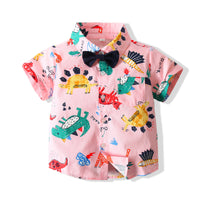 Load image into Gallery viewer, 2 Pieces Set Baby Kid Boys Dinosaur Cartoon Bow Print Shirts And Shorts Wholesale 220425270

