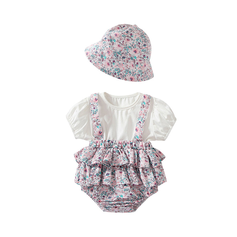 Baby Girls Flower Print Rompers Wholesale 220425271