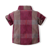 Load image into Gallery viewer, 2 Pieces Set Baby Kid Boys Striped Checked Bow Shirts And Shorts Wholesale 220425273
