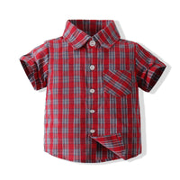Load image into Gallery viewer, 2 Pieces Set Baby Kid Boys Checked Shirts And Shorts Wholesale 220425275
