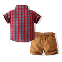 Load image into Gallery viewer, 2 Pieces Set Baby Kid Boys Checked Shirts And Shorts Wholesale 220425275
