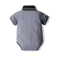 Load image into Gallery viewer, 2 Pieces Set Baby Kid Boys Checked Bow Rompers And Shorts Wholesale 220425276
