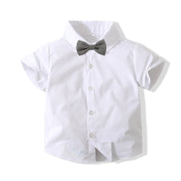 Load image into Gallery viewer, 2 Pieces Set Baby Kid Boys Solid Color Bow Shirts And Shorts Wholesale 220425277
