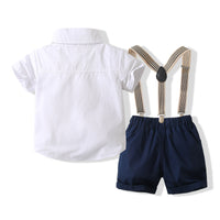 Load image into Gallery viewer, 2 Pieces Set Baby Kid Boys Solid Color Bow Shirts And Shorts Wholesale 220425277
