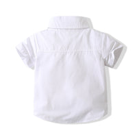Load image into Gallery viewer, 2 Pieces Set Baby Kid Boys Solid Color Bow Shirts And Shorts Wholesale 220425277
