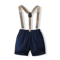 Load image into Gallery viewer, 2 Pieces Set Baby Kid Boys Solid Color Bow Shirts And Shorts Wholesale 220425277
