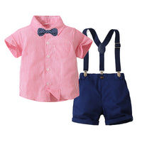 Load image into Gallery viewer, 2 Pieces Set Baby Kid Boys Striped Bow Shirts And Shorts Wholesale 220425282

