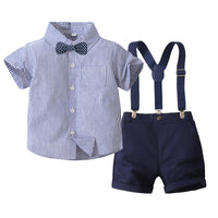 Load image into Gallery viewer, 2 Pieces Set Baby Kid Boys Striped Bow Shirts And Shorts Wholesale 220425282
