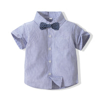 Load image into Gallery viewer, 2 Pieces Set Baby Kid Boys Striped Bow Shirts And Shorts Wholesale 220425282
