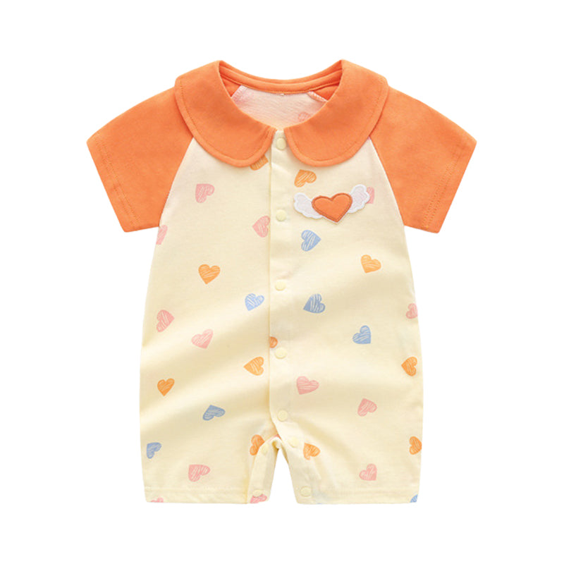 Baby Kid Girls Color-blocking Love heart Print Jumpsuits Wholesale 220425289