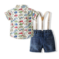 Load image into Gallery viewer, 2 Pieces Set Baby Kid Boys Letters Car Print Shirts And Solid Color Rompers Wholesale 220425290
