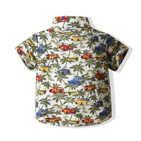 Load image into Gallery viewer, 2 Pieces Set Baby Kid Boys Beach Tropical Car Plant Bow Shirts And Solid Color Shorts Wholesale 220425293
