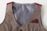 Load image into Gallery viewer, 3 Pieces Set Baby Kid Boys Birthday Party Solid Color Bow Shirts And Color-blocking Checked Vests Waistcoats And Pants Wholesale 220425294
