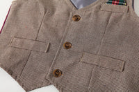 Load image into Gallery viewer, 3 Pieces Set Baby Kid Boys Birthday Party Solid Color Bow Shirts And Color-blocking Checked Vests Waistcoats And Pants Wholesale 220425294
