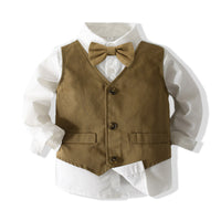 Load image into Gallery viewer, 3 Pieces Set Baby Kid Boys Dressy Bow Shirts And Solid Color Pants Wholesale 220425306
